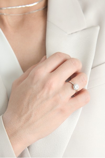 Δαχτυλίδι Λευκόχρυσο 18Κ Διαμάντι Pave 0.31ct