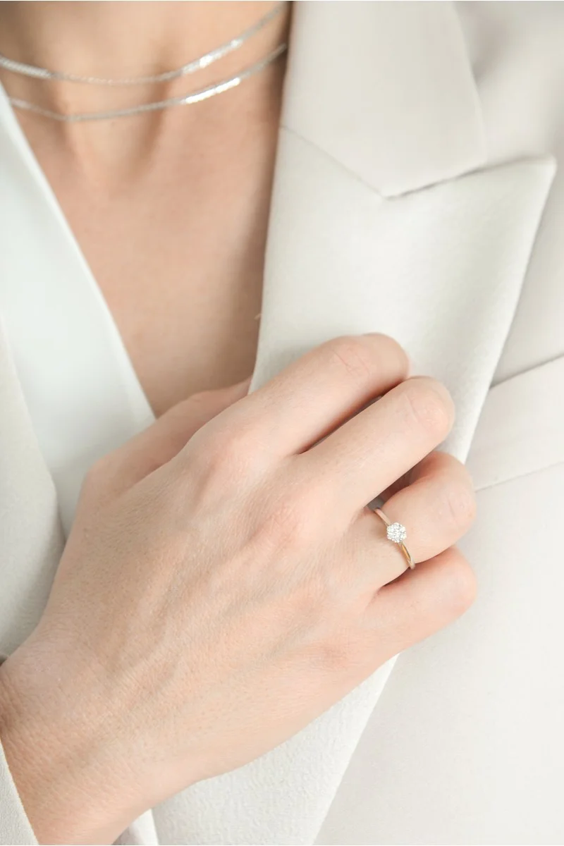 Δαχτυλίδι Λευκόχρυσο 18Κ Διαμάντι Pave 0.16ct