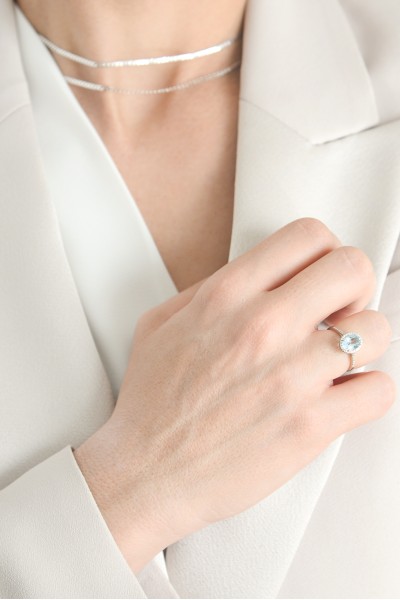 Δαχτυλίδι Λευκόχρυσο 18Κ Διαμάντι Aquamarine 1.37ct