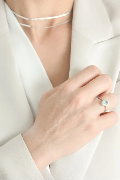 Δαχτυλίδι Λευκόχρυσο 18Κ Διαμάντι Aquamarine 1.37ct
