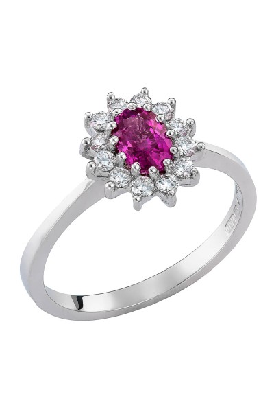 Μονόπετρο Λευκόχρυσο 18Κ Διαμάντι Ρουμπίνι 0.91Ct