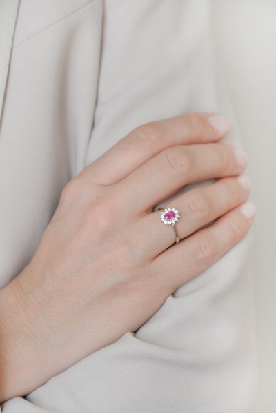 Μονόπετρο Λευκόχρυσο 18Κ Διαμάντι Ρουμπίνι 0.91Ct