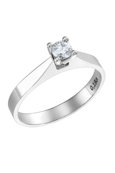 Μονόπετρο Λευκόχρυσο 18Κ Διαμάντι 0.18ct