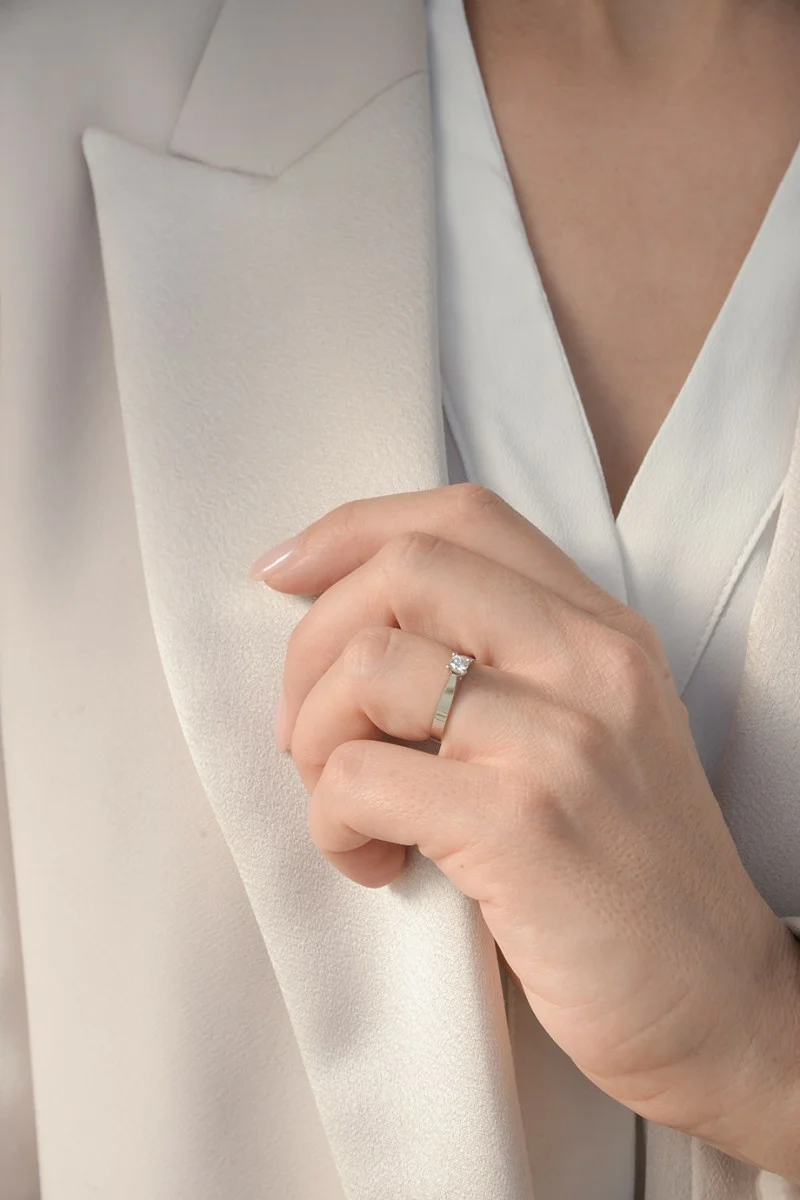 Μονόπετρο Λευκόχρυσο 18Κ Διαμάντι 0.18ct