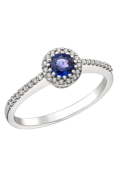 Μονόπετρο Λευκόχρυσο 18Κ Διαμάντι Ζαφείρι 0.66Ct