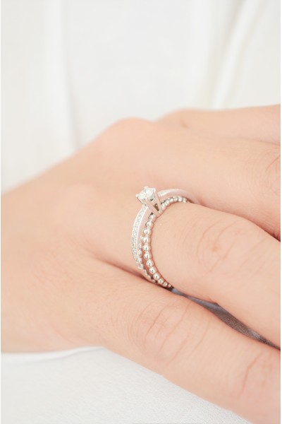 Μονόπετρο Λευκόχρυσο 18Κ Διαμάντι Σειρέ 0.35Ct