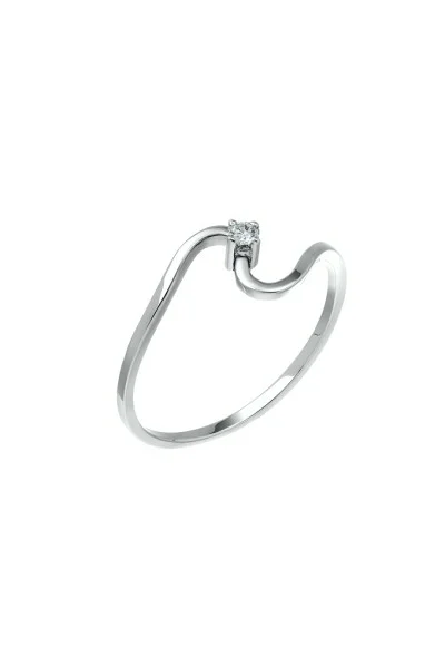 Μονόπετρο Λευκόχρυσο 18Κ Διαμάντι Κύμα 0.03ct