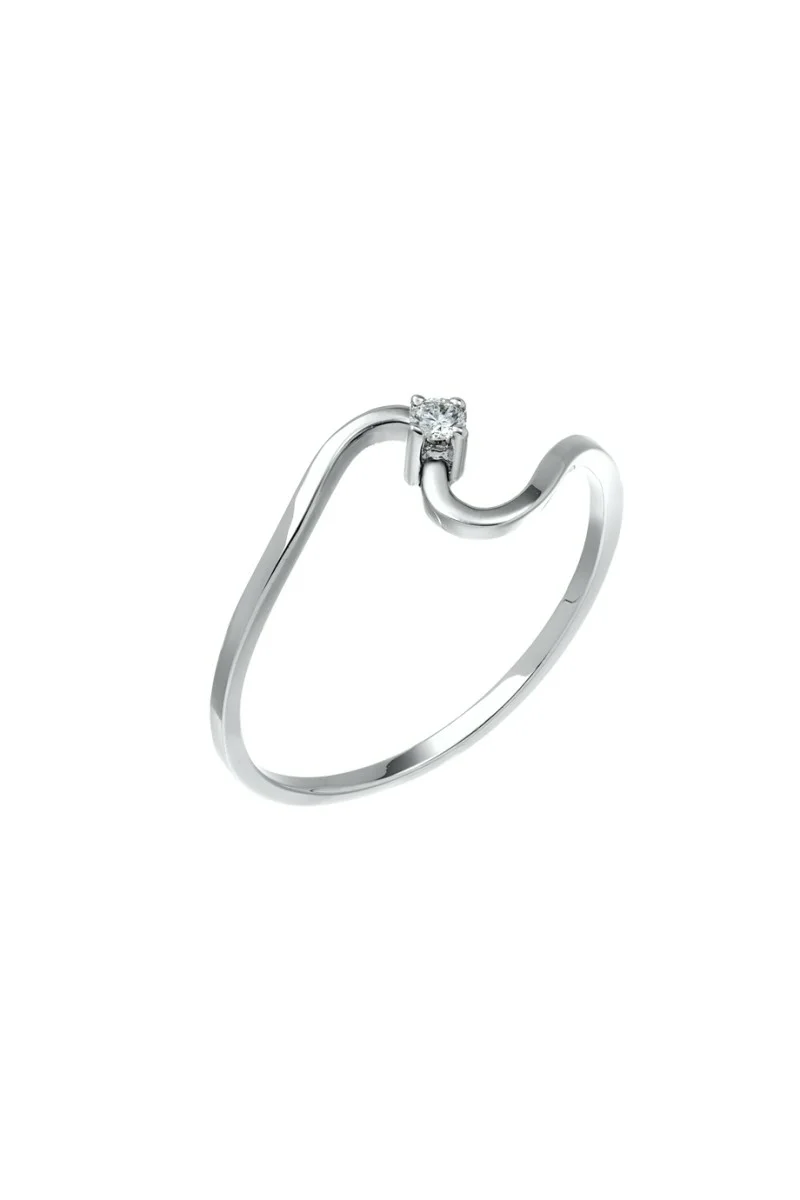 Μονόπετρο Λευκόχρυσο 18Κ Διαμάντι Κύμα 0.03ct