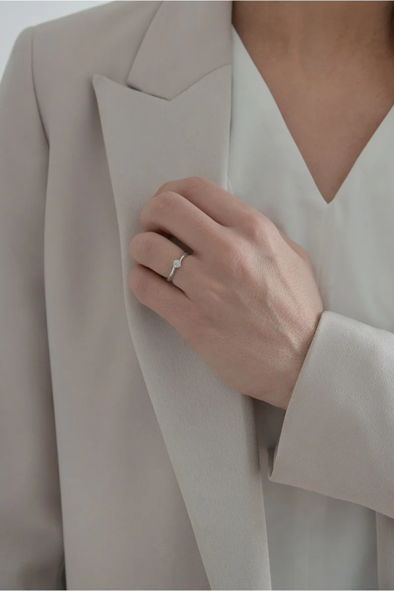 Δαχτυλίδι Λευκόχρυσο 18Κ Μονόπετρο Φλόγα 0.32ct