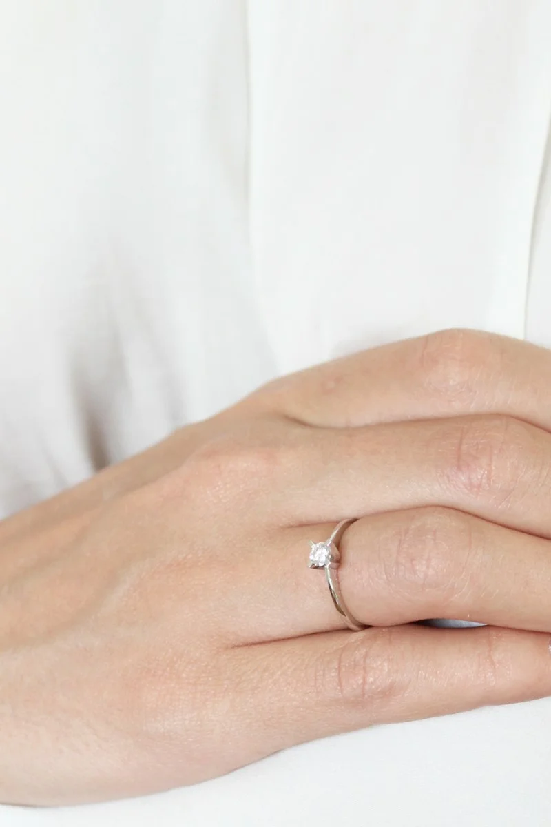 Μονόπετρο Λευκόχρυσο 18Κ Διαμάντι 0.19ct