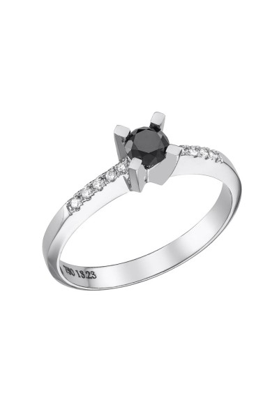 Δαχτυλίδι Λευκόχρυσο 18Κ Μονόπετρο Μαύρο Διαμάντι Σειρέ 0.35 Ct