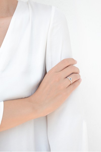 Δαχτυλίδι Λευκόχρυσο 18Κ Μονόπετρο Μαύρο Διαμάντι Σειρέ 0.47 Ct