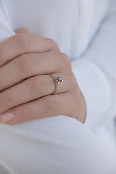 Δαχτυλίδι Λευκόχρυσο 18Κ Μονόπετρο Μαύρο Διαμάντι Σειρέ 0.53 Ct