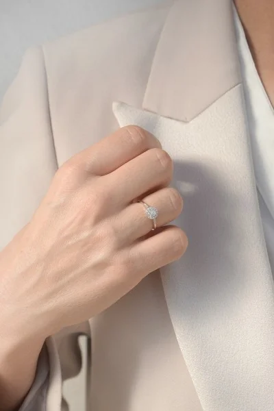 Δαχτυλίδι Λευκόχρυσο 18Κ Διαμάντι Pave Σειρέ 0.25ct