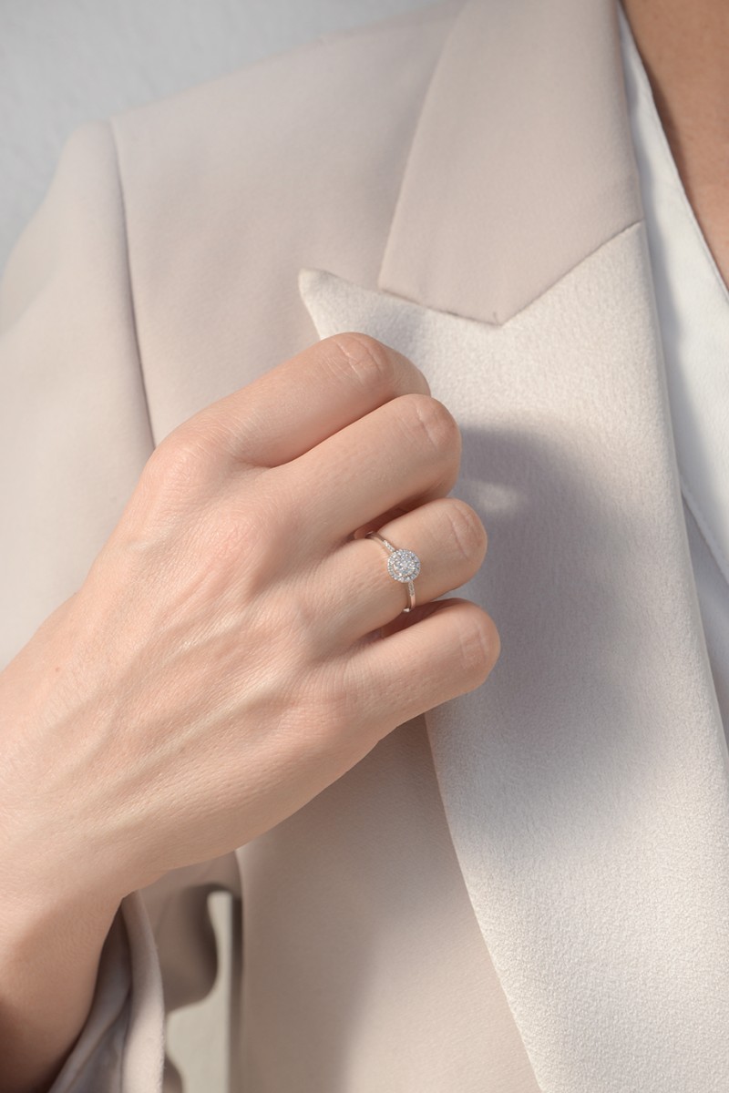 Δαχτυλίδι Λευκόχρυσο 18Κ Διαμάντι Pave Σειρέ 0.25ct