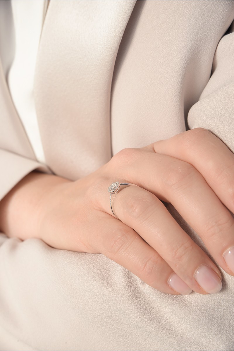 Δαχτυλίδι Λευκόχρυσο 18Κ Διαμάντι Pave Σειρέ 0.25ct