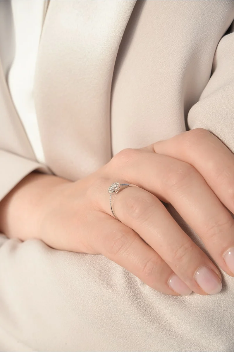 Δαχτυλίδι Λευκόχρυσο 18Κ Διαμάντι Pave Σειρέ 0.25ct