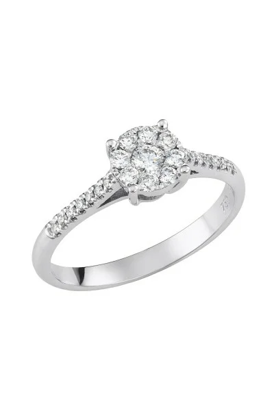 Δαχτυλίδι Λευκόχρυσο 18Κ Διαμάντι Pave Σειρέ 0.33ct
