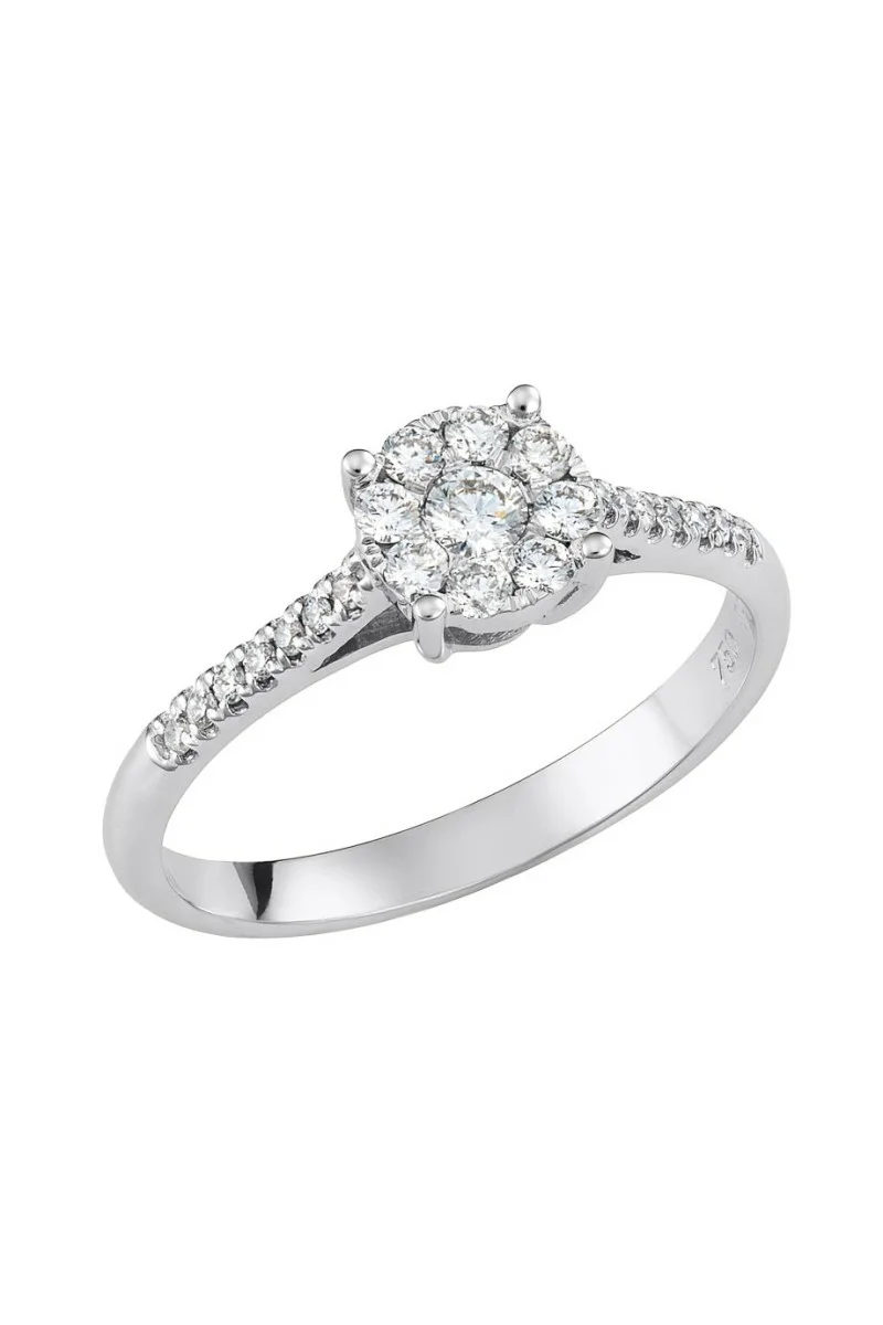 Δαχτυλίδι Λευκόχρυσο 18Κ Διαμάντι Pave Σειρέ 0.33ct