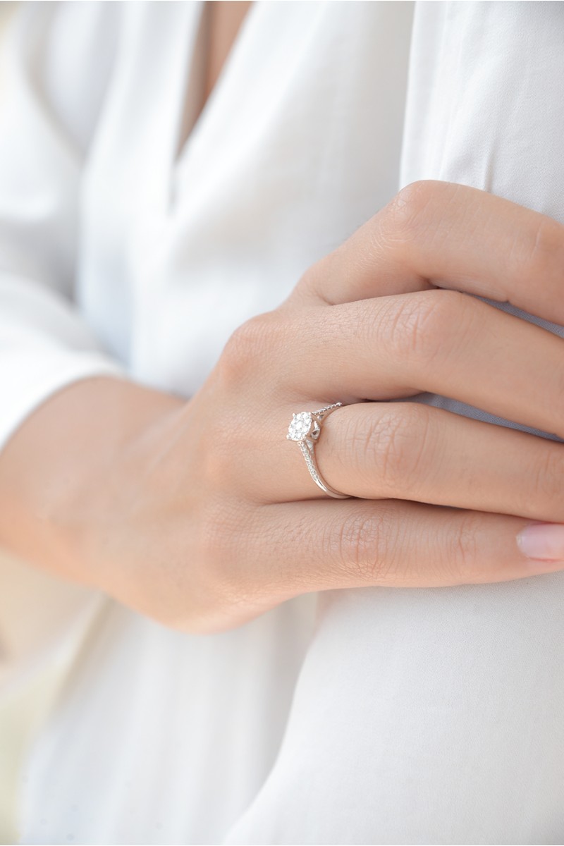Δαχτυλίδι Λευκόχρυσο 18Κ Διαμάντι Pave Σειρέ 0.33ct