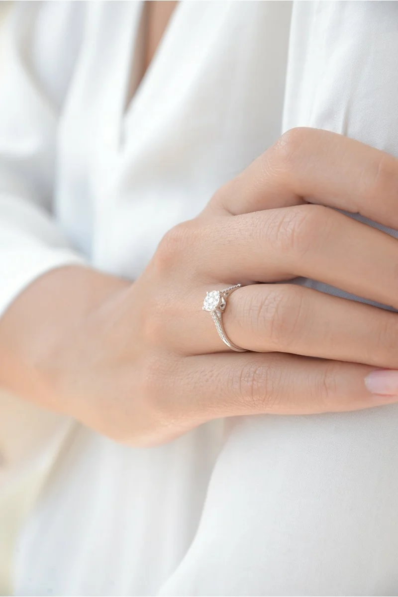 Δαχτυλίδι Λευκόχρυσο 18Κ Διαμάντι Pave Σειρέ 0.33ct