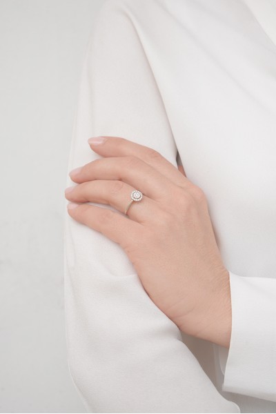 Μονόπετρο Λευκόχρυσο 18Κ Διαμάντι Pave 0.24ct