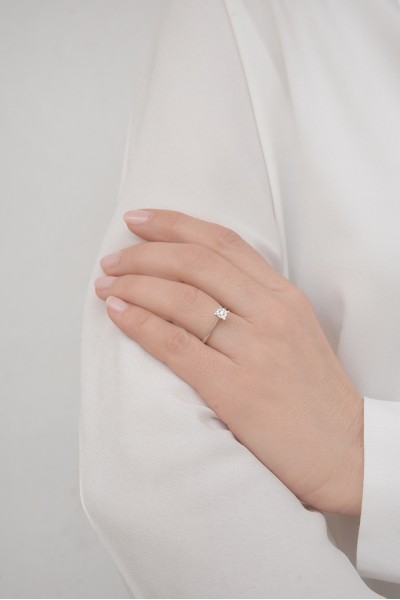 Μονόπετρο Λευκόχρυσο 18Κ Διαμάντι Pave 0.14ct