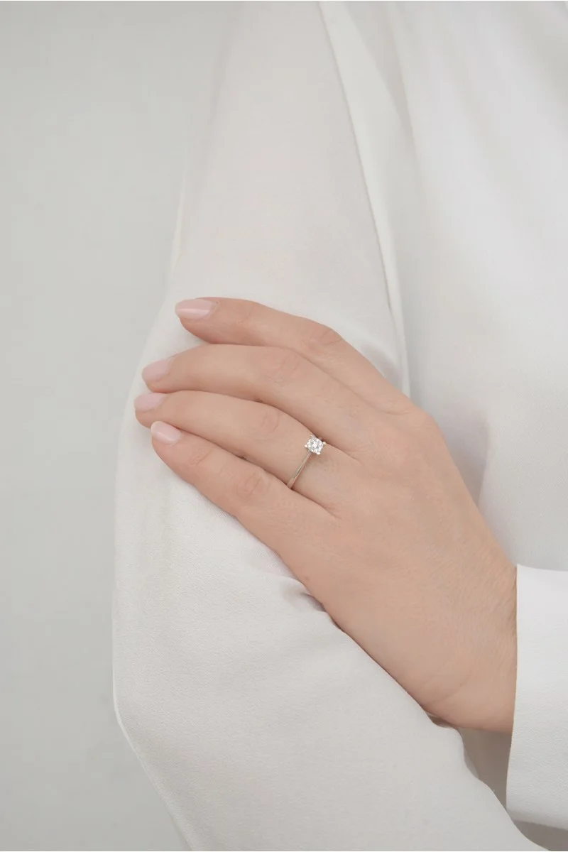 Μονόπετρο Λευκόχρυσο 18Κ Διαμάντι Pave 0.14ct