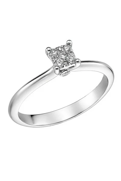 Δαχτυλίδι Λευκόχρυσο 18Κ Διαμάντι Pave 0.13ct