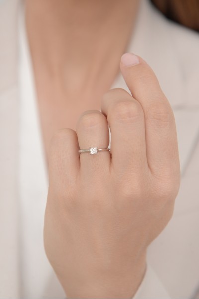 Δαχτυλίδι Λευκόχρυσο 18Κ Διαμάντι Pave 0.13ct