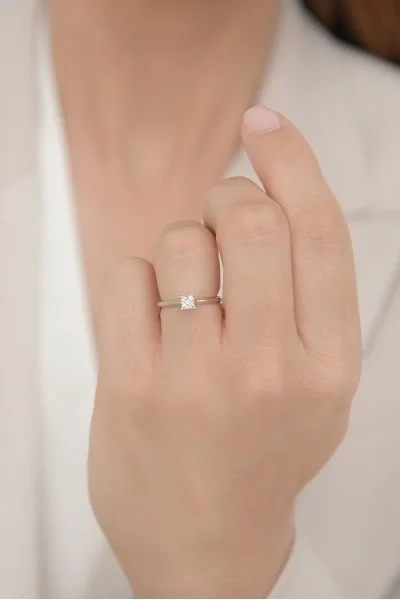 Δαχτυλίδι Λευκόχρυσο 18Κ Διαμάντι Pave 0.13ct