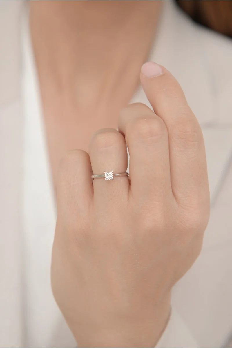 Δαχτυλίδι Λευκόχρυσο 18Κ Διαμάντι Pave 0.13ct
