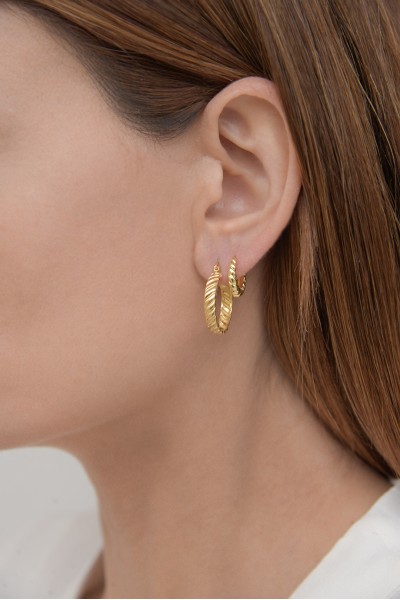 Σκουλαρίκι Ασημένιο Κρίκος Boho Πλεξούδα