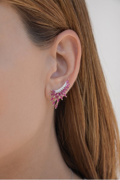 Σκουλαρίκι Ασημένιο Red Glam