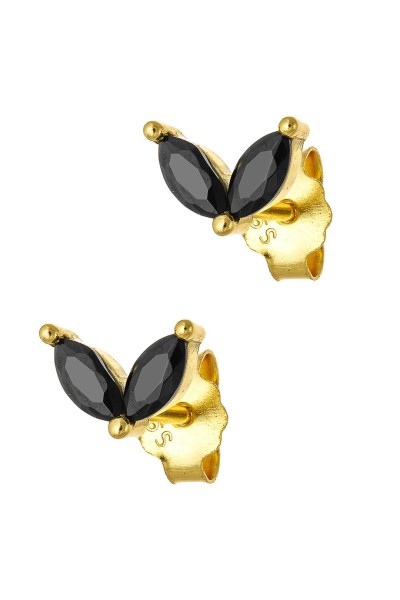 Σκουλαρίκι Ασημένιο Black Feather