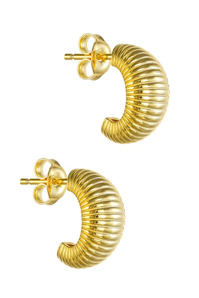 Σκουλαρίκι Ασημένιο Κρίκος Croissant Bamboo