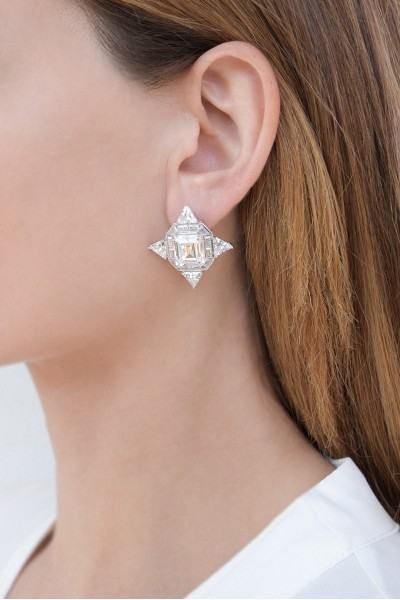 Σκουλαρίκι Ασημένιο Square Glam