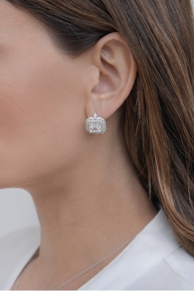 Σκουλαρίκι Ασημένιο Square Glam