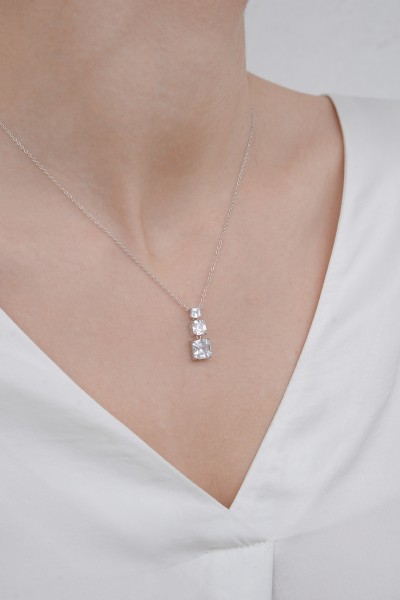 Κολιέ Ασημένιο Triple Glam