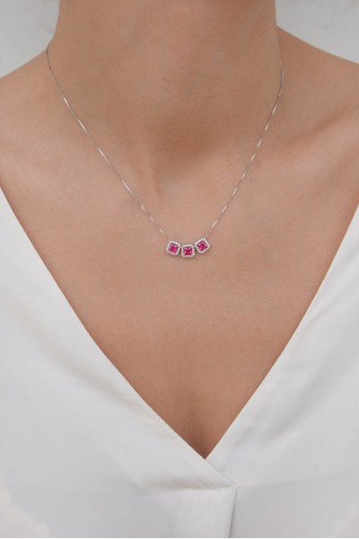 Κολιέ Ασημένιο Red Passion