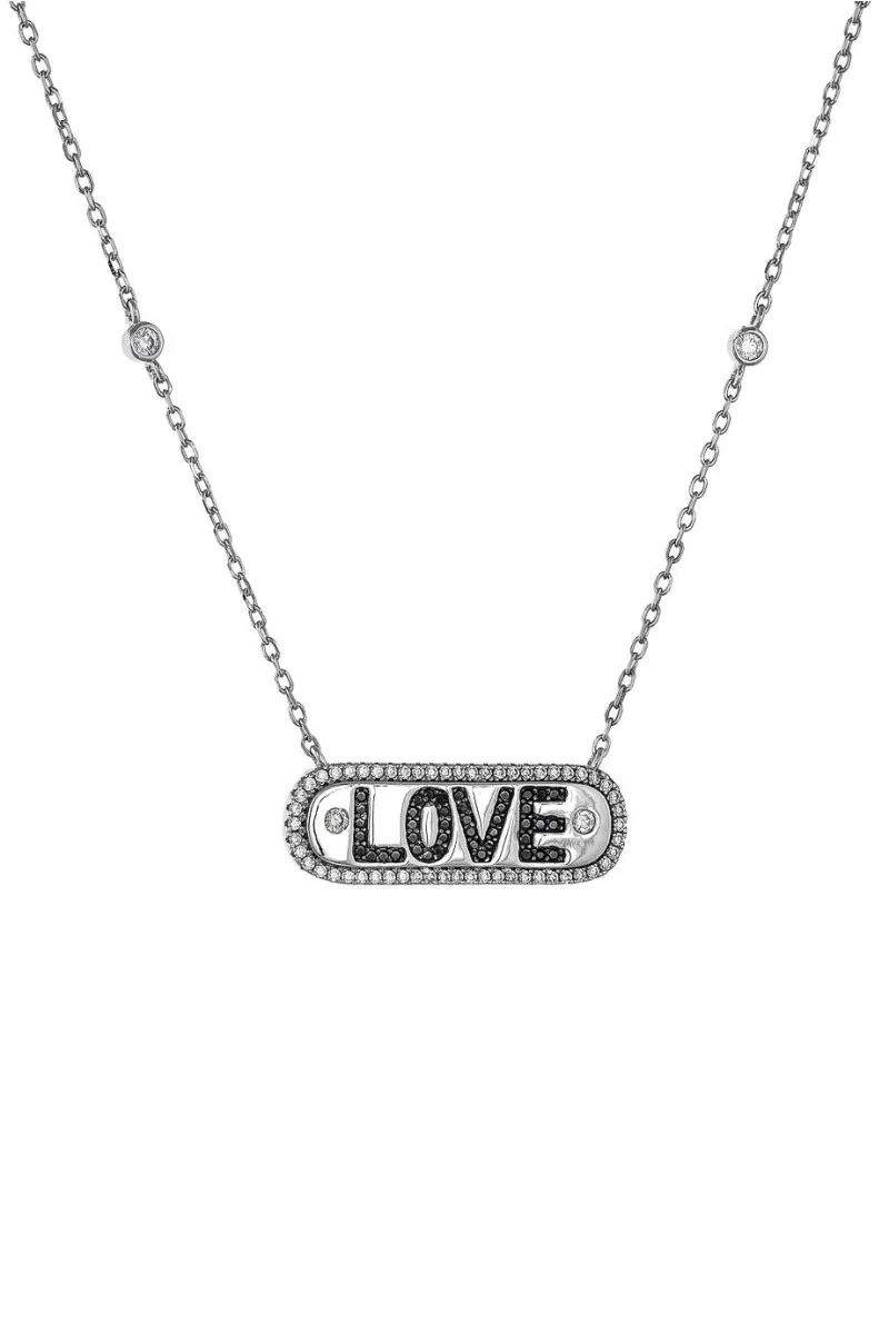 Κολιέ Ασημένιο Label Love