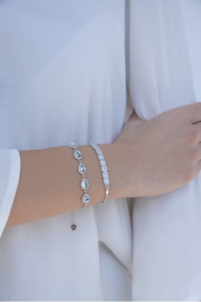 Βραχιόλι Ασημένιο White Ροζέτες