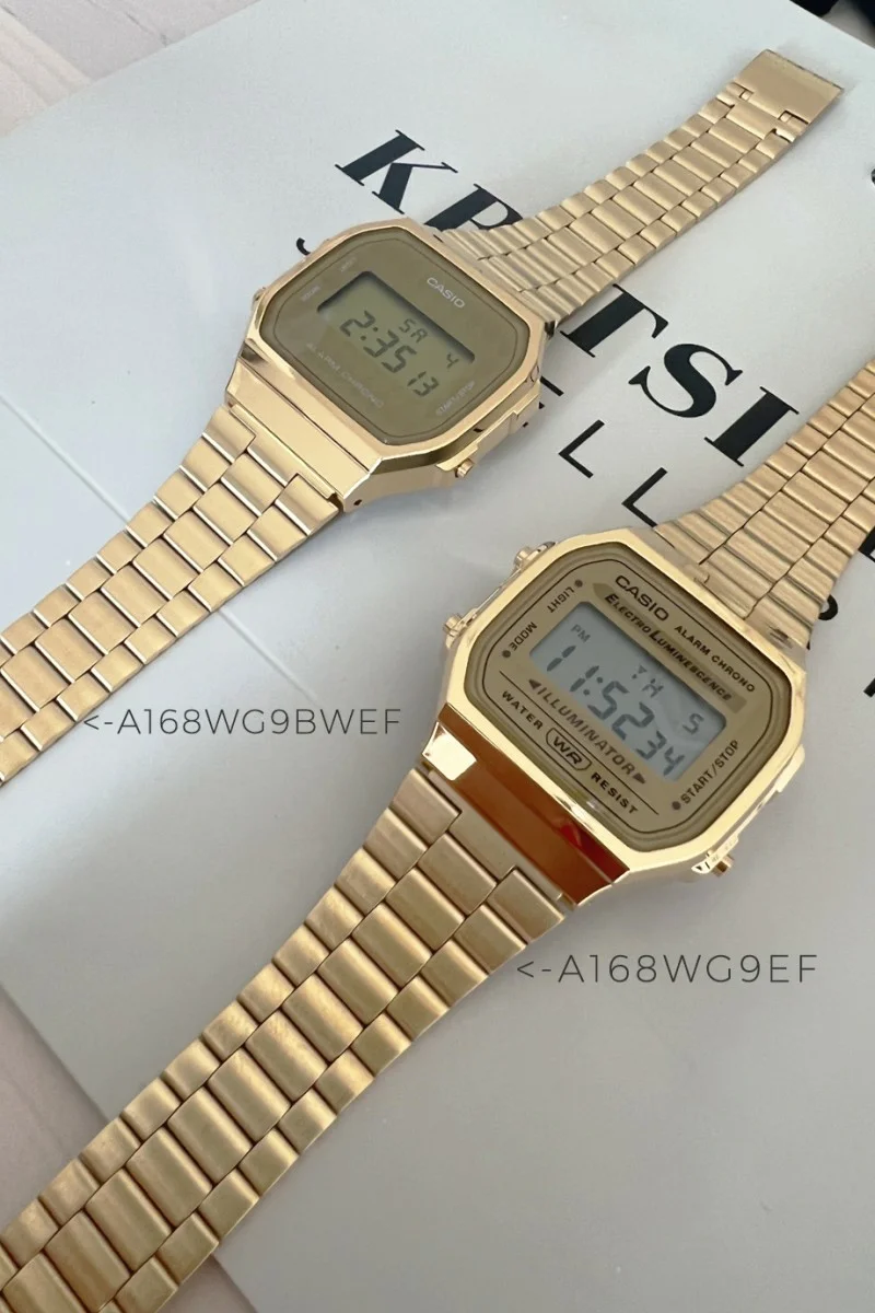 Casio Digital Gold Stainless Steel Bracelet A-168WG-9EF