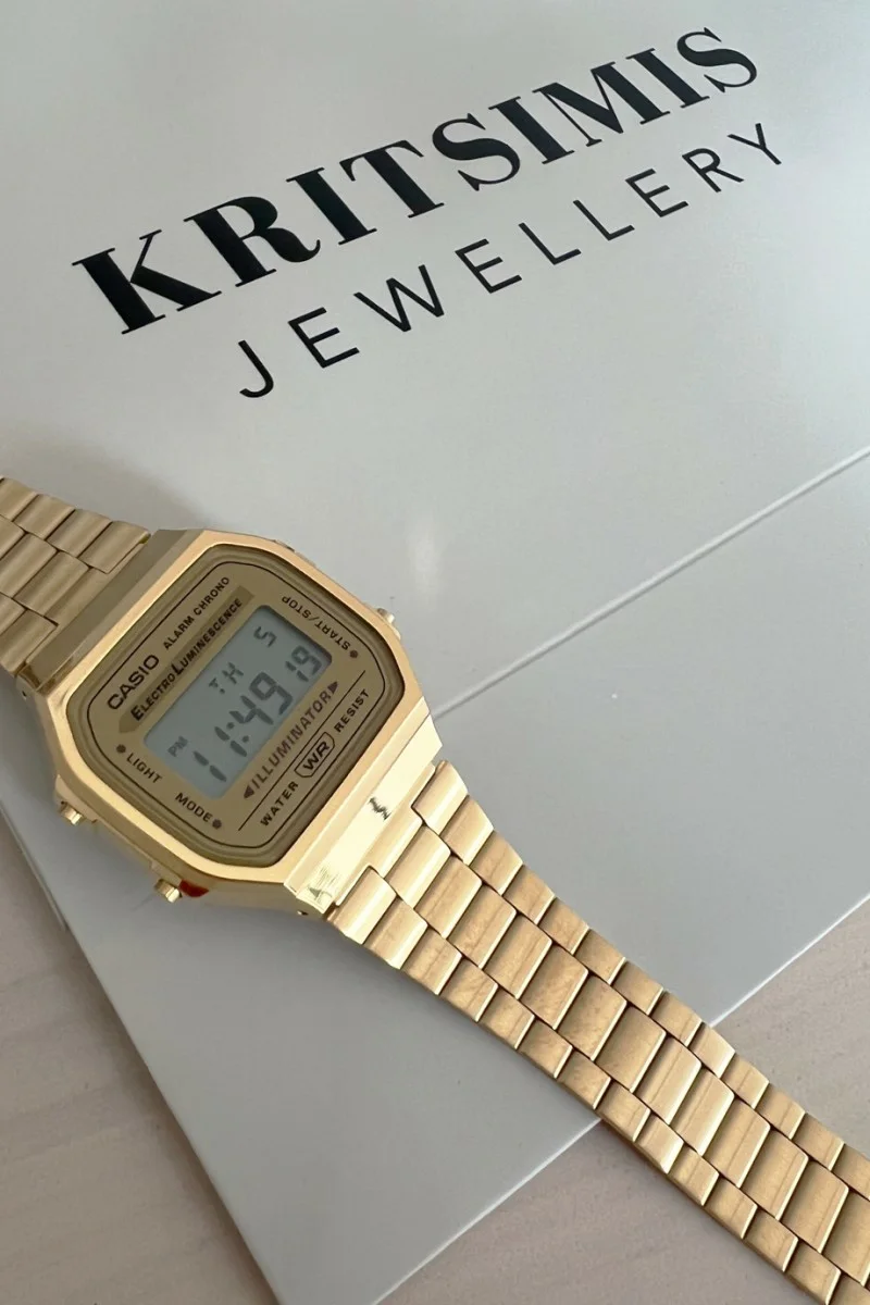 Casio Digital Gold Stainless Steel Bracelet A-168WG-9EF