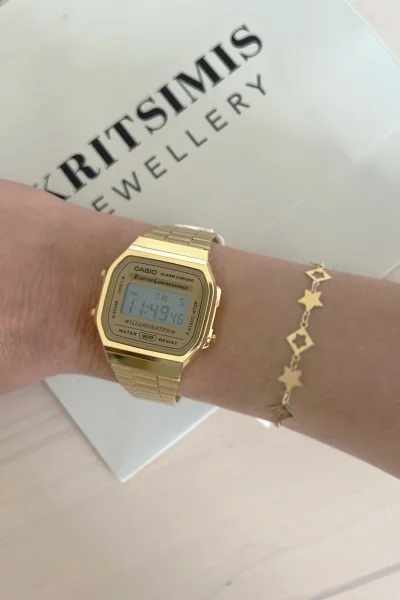 Casio Digital Gold Stainless Steel Bracelet A-168WG-9EF