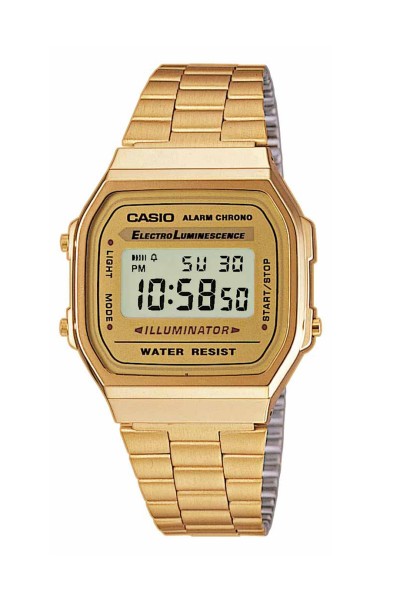 Casio Digital Gold Stainless Steel Bracelet A-168WG-9EF