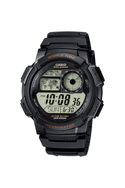Casio Standard Black Rubber Strap AE-1000W-1AVEF Casio Standard Black Rubber Strap AE-1000W-1AVEF