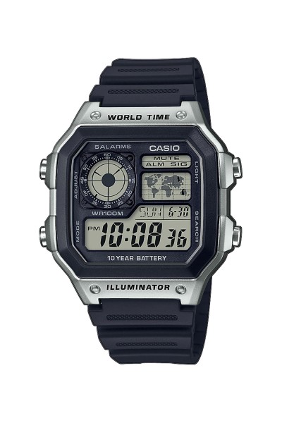 Casio Standard Black Rubber Strap AE-1200WH-1CVEF Casio Standard Black Rubber Strap AE-1200WH-1CVEF