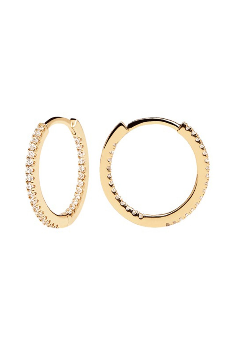 Σκουλαρίκι PD PAOLA Ασήμι White Medium Hoops Gold