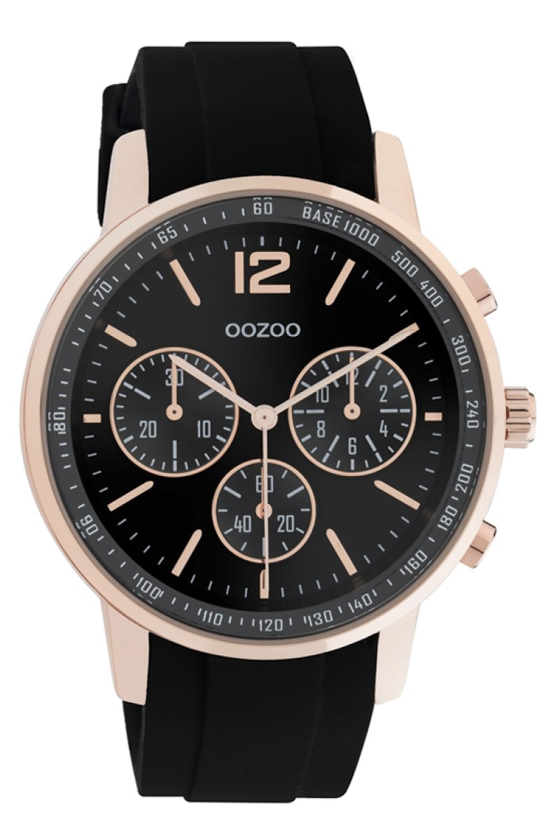 OOZOO Timepieces Black Rubber Strap C10855